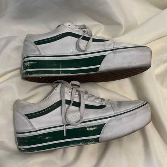 Vans Old Skool Stackform Sneakers in white with green sports stripes size 10 - Picture 4 of 8